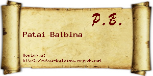 Patai Balbina névjegykártya